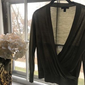 J.Crew olive green faux wrap top